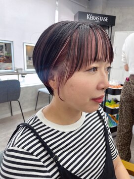 リミットバイアフィナー 大宮店(limit by Afinar) ヘムライト/インナーカラー/ショート/ペールピンク