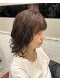 柔らか質感ミディパーマ
