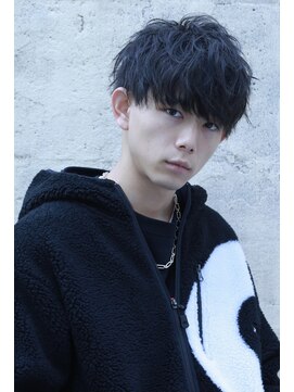 リップス 原宿(LIPPS) 前下がりブルーブラックゆるふわマッシュ！