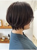 丸みショート×透明感カラー