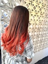 ワクヘアー(WaKu hair) 前上がりロング×オレンジグラデーション
