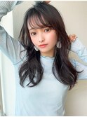 アフロート矢田菜津紀　20代30代暗髪ロング長め前髪◎髪型