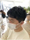 かき上げヘア　ニュアンスマッシュ　サイドパート　韓国マッシュ