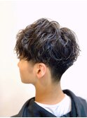 メンズスパイラルパーマツーブロックツイストスパイラルパーマ