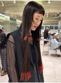 ブリーチカラーデザインカラー裾カラー姫カット前髪カットオン眉
