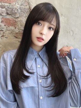 エインアンリー 明治神宮前(AIN.ANLY.) シースルーぱっつん前髪シャギーレイヤーロング韓国ヘア