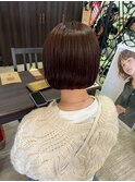 ココアブラウン×切りっぱなしカット大人可愛いミニボブ20代30代