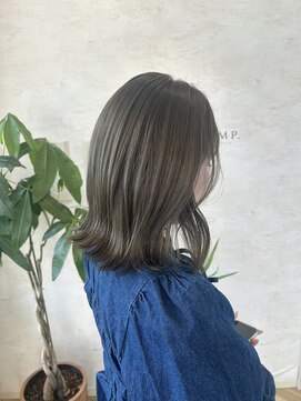 オリーブベージュ　ブリーチなしカラー　