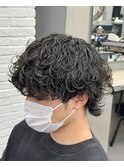 波巻きパーマ/メンズパーマメンズカット縦落ちパーマ