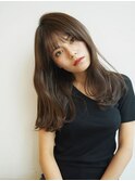 小顔セミウェットウェーブピンクベージュハイライトカラー