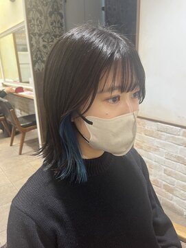 ネオリーブカップ 町田店(Neolive capu) 切りっぱなしボブ×インナーブルー