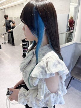 ファイブバイジエクト 堀江(FIVE by The Ect) シアンブルー　インナーカラー