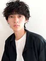 アグノス 青山(Agnos) ◎サーフカールスパイキーショートブルーブラックフェザーパーマ