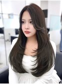 【韓国ヘア】顔まわりレイヤーカットくびれミディアム心斎橋