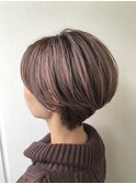 大人可愛い20代30代40代小顔ワンサイドショートボブ丸み前下がり