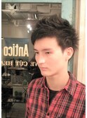 黒髪アップバング流行イケメンモテ髪短髪ツーブロック束感