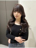 ラベンダーブラウン　ぱっつん前髪　顔周り　韓国ヘア