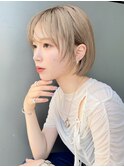 ブロンドベージュ フェイスレイヤーボブ似合わせ小顔t727