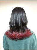 【吉祥寺】毛先カラー エンドカラー レッド ブリーチ