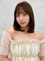 エジョン 三鷹店(Aejon)&nbsp;顔まわりレイヤーカット姫カットレイヤーアプリコットオレンジ