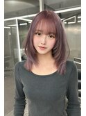ピンクラベンダーグレージュ×ミディアムレイヤー