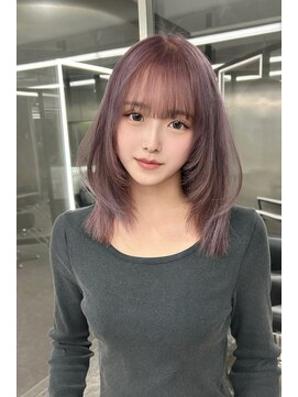 ランズ(LANDS) ピンクラベンダーグレージュ×ミディアムレイヤー