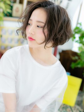 カバーヘア ブリス 上尾西口店(COVER HAIR bliss) 透け感グレージュカラーくせ毛風小顔ミニボブc7上尾20代30代40代