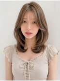 秋カラーブリーチなし上品ハッシュカットミディアムヘアp北浦和