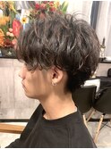 くせ毛風パーマ、センターパート