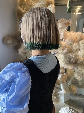 ランド(LAND) white beige×point green