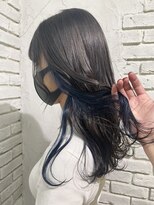 アジールヘア 池袋東口店(agir hair) インナーカラーネイビーブルー×暗髪透明感ブルーブラック池袋