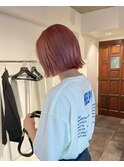 ブリーチ一回ピンクカラーと外ハネボブ