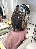 結婚式参列ヘアセット/編み込みハーフアップ