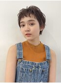 ショートナチュラルブラウンハンサムショートニュアンスパーマ