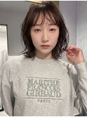 顔周りカット ニュアンスパーマ 20代 前髪カット ブラウンカラー