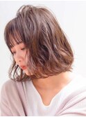 サイドシルエット　ウェーブボブ