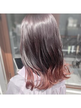 ソコノサロン ハナレ 北千住(socono salon HANARE) 艶感レッドバイオレット×裾カラーピンク【北千住美容院HANARE】