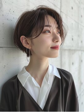 クラン(Chlan) 小顔ショート×暗髪アッシュブラウン×ウエットヘア