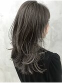 レイヤーカットハイライトカラーオリーブベージュグレージュ