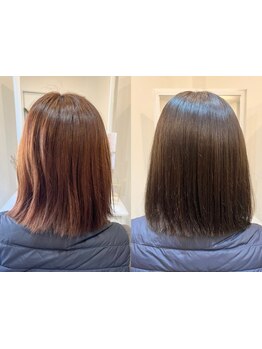 こだわりの薬剤を使用し,ダメージを最小限に抑えた施術が可能◎気になる白髪も,艶やかで美しい仕上がりに。