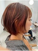 20代～50代☆丸みくびれヘアショート☆インナーカラーピンク