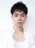 メンズ束感ベリーショートブルーブラックスパイキーショート