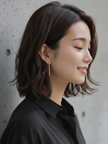 トゥルートラスト アン 下石田店(True Trust un)&nbsp;ミディアム ダークグレー×ゆるふわパーマ 無造作パーマ