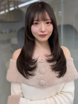 ソラ 広尾店(SORA) ロングレイヤー/顔周りカット/グレージュ