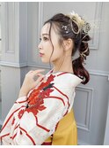 ポニーアレンジヘアセット 袴 着付け