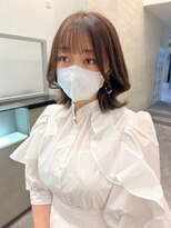 アム 表参道(am) くびれヘア【小顔薄めバンググレージュレイヤーロング前髪】