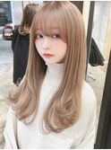 ミルクティーベージュ　レイヤーカット　ロング10代20代
