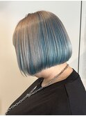 アンブレラカラー/船橋/くすみベージュ/細めハイライト