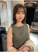 ナチュラル小顔前髪あり後れ毛サイドバング結べるボブくびれヘア