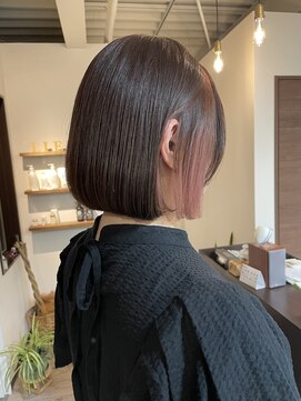 リュンヌ 門前仲町(lune) 切りっぱなしボブハイライトベージュカラーショートレイヤーロブ